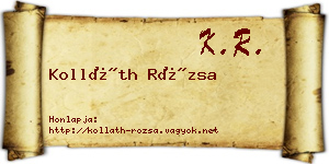 Kolláth Rózsa névjegykártya