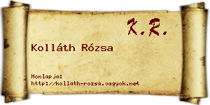 Kolláth Rózsa névjegykártya